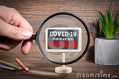 COVID-19 CORONAVIRUS VACCINE. Research, investigate, search and answer concept Stock Photo