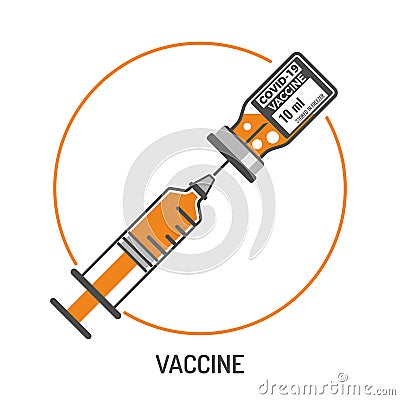 Covid-19 coronavirus vaccine and syringe injection Vector Illustration