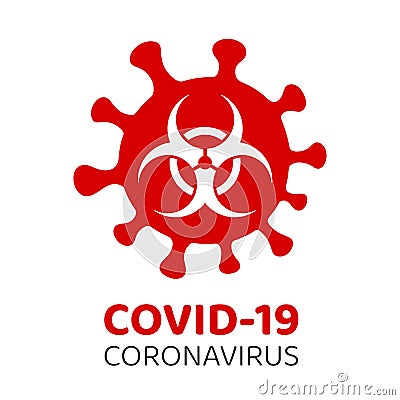 Covid-19 Coronavirus warning and attention icon. Covid-19 Biohazard warning sign. Coronavirus outbreak. Epidemic and pandemic Vector Illustration