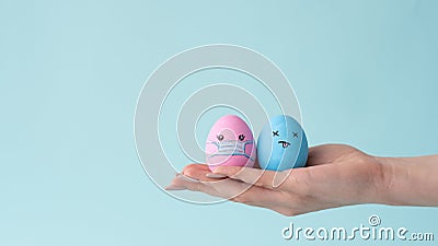 covid-19 danger life insurance egg dead face hand Stock Photo