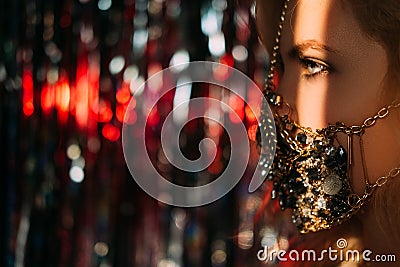 Covid-19 fashion quarantine jewelry woman mask Stock Photo