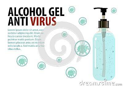 Covid - 18 Gel Alcohol Vector Illustration