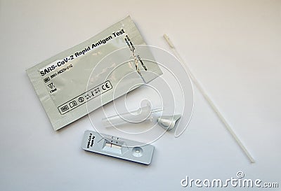 Covid-19 home swab test, overhead view Editorial Stock Photo