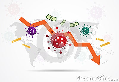 COVID-19 impact on global economy and stock markets, financial crisis concept design. Vector illustration Vector Illustration