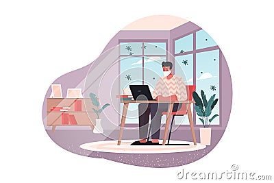 Covid19, infection, 2019ncov, coronavirus, desease, remote work, freelance concept Vector Illustration