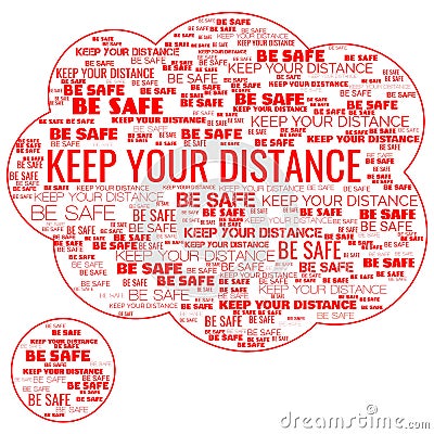 Covid Keep Your Distance Coronavirus Words Red Sign Stock Photo