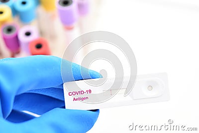 COVID-19 negative test result by using rapid card test Stock Photo