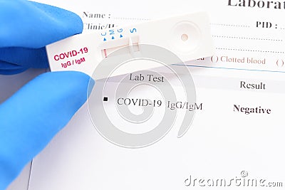 COVID-19 negative test result by using rapid card test Stock Photo