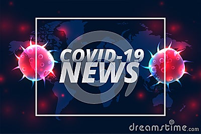 Covid-19 news and updates banner with virus cell Vector Illustration