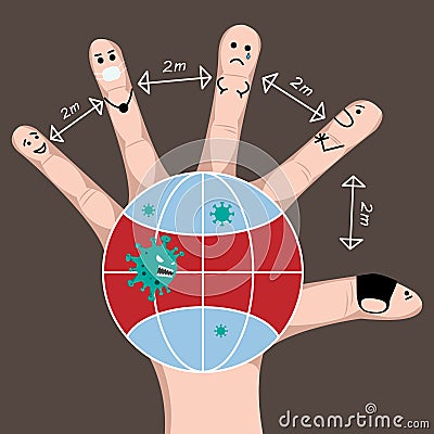 Covid outbreak happened in our world, it is time to do a social distancing Vector Illustration