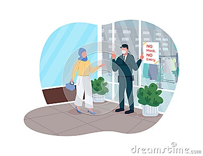 Covid pandemia store rules 2D vector web banner, poster Vector Illustration