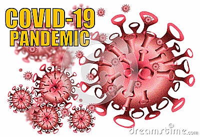 Covid-19 pandemic on red virus vector illustrations Cartoon Illustration