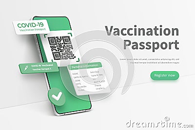 COVID-19 passport app. Vaccination passport app interface. Electronic COVID-19 immunity passport. New normal after Vector Illustration