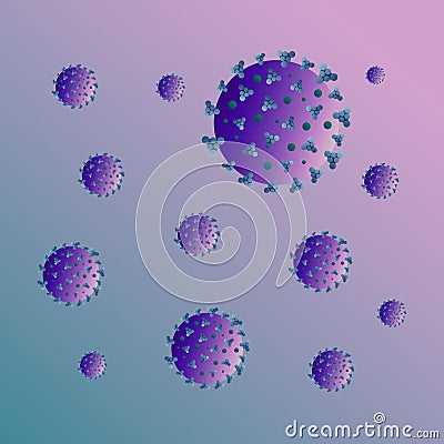 Covid-19 Pattern. Coronavirus purple pattern. Vector Illustration