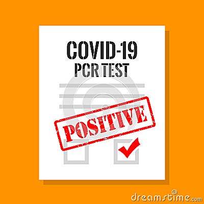 Covid pcr test positive result, vector cartoon Vector Illustration