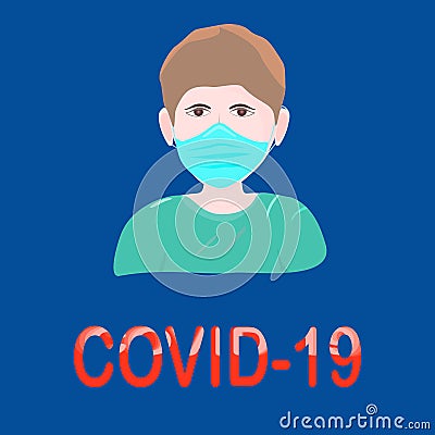 COVID-19 people with mask protection icon cartoon abstract background vector illustration graphic design Vector Illustration