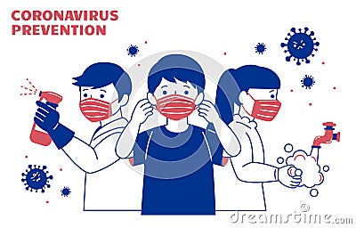 COVID-19 precaution design Vector Illustration