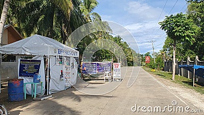 Covid-19 Prevention: Quarantine Checkpoint in Bohol, Philippines Editorial Stock Photo