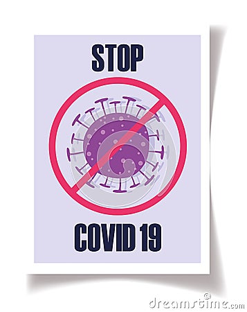 Covid 19 prevention stop coranavirus disease pneumonia pandemic poster Vector Illustration