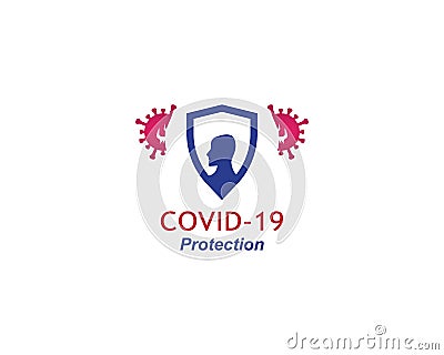 COVID -19 protection logo vector template illustration Cartoon Illustration