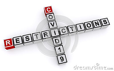 Covid19 restrictions word blocks Stock Photo