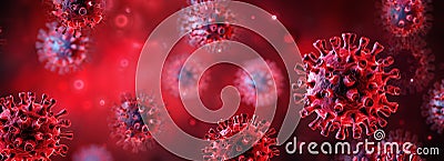 Covid-19 Or SARS-CoV-2 In Liquid - Coronavirus In Red Background Stock Photo