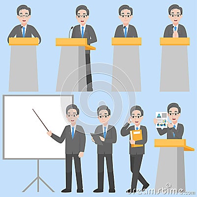 Set of Adult Business Character design Vector Illustration