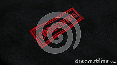 Covid-19 stamp flag waving in the wind. Coronavirus outbreak concept. Sign of Coronavirus. 3d rendering Stock Photo