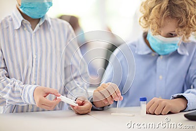 Covid-19 test in school. Rapid coronavirus antigen Stock Photo