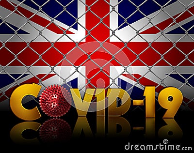Covid 19 text with great britain flag Stock Photo