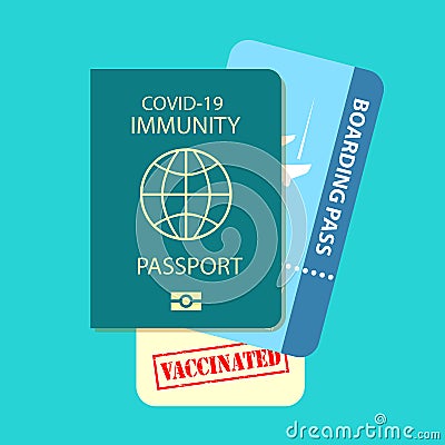 Covid-19 vaccination passport, travelling during coronavirus pandemic Vector Illustration