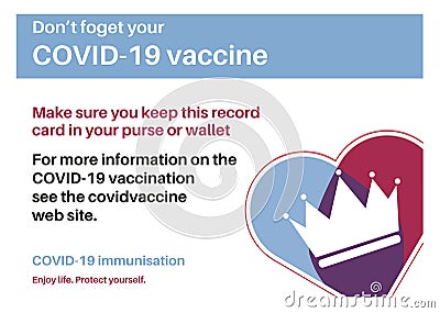 COVID-19 vaccination record card vector illustration on a white background Cartoon Illustration