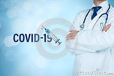 Covid-19 vaccine concept with doctor practitioner Stock Photo