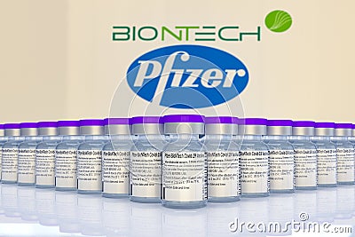 Covid-19 vaccine jointly developed by Pfizer and BioNTech Editorial Stock Photo