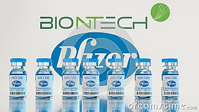 Covid-19 vaccine jointly developed by Pfizer and BioNTech Editorial Stock Photo