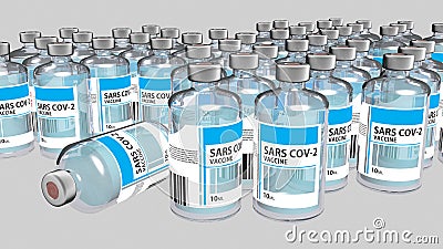 Covid vaccine vials stacked Stock Photo