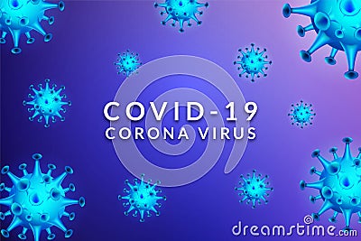 Covid 19 virus design in bright blue. A deadly virus outbreak from China or often called the corona virus Vector Illustration