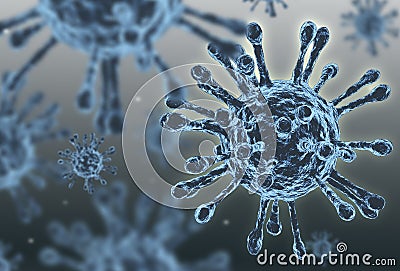 Covid-19 virus germs cells or coronavirus illustration 3D render Cartoon Illustration