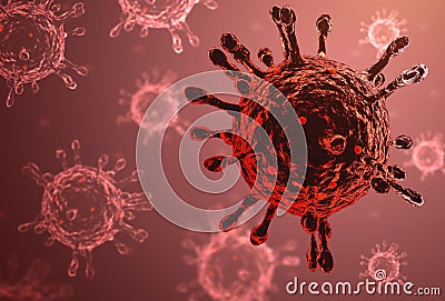 Covid-19 virus germs cells or coronavirus illustration 3D render Cartoon Illustration