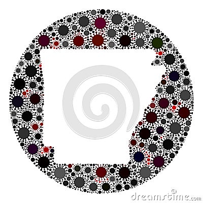 Covid Virus Hole Circle Arkansas State Map Mosaic Vector Illustration