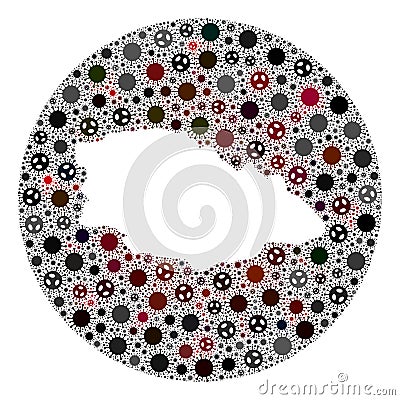 Covid Virus Hole Circle Map of Gozo Island Mosaic Stock Photo