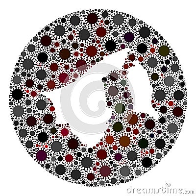 Covid Virus Hole Round Brunei Map Mosaic Vector Illustration