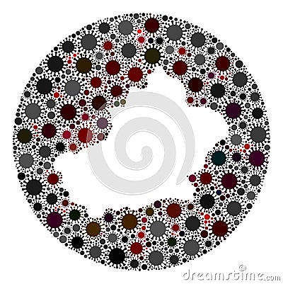 Covid Virus Hole Round Xinjiang Uyghur Region Map Mosaic Vector Illustration