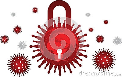 Covid19 virus lock down logo Vector Illustration