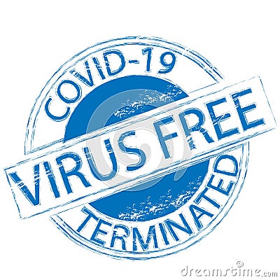 Covid-19 Virus Terminated Virus Free Stamp Vector Illustration