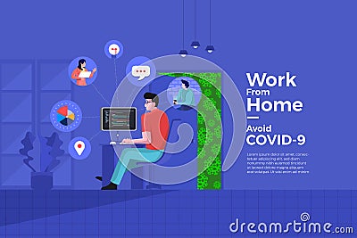 COVID-19 Work From Home 22 Vector Illustration