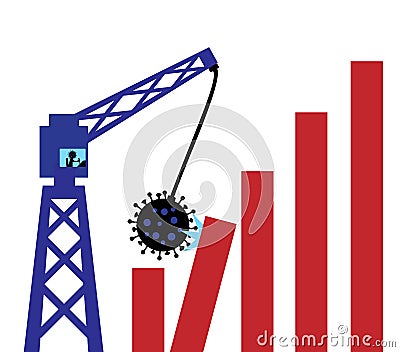 Covid-19 Wrecking Ball Vector Illustration