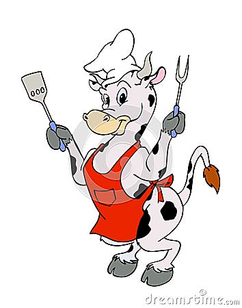 Cow Barbecue Chef Stock Photo