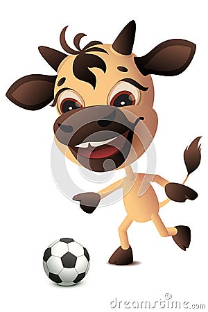 Cow bull symbol 2021 year plays soccer football Vector Illustration