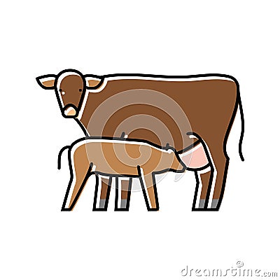 cow with calf color icon vector illustration Vector Illustration